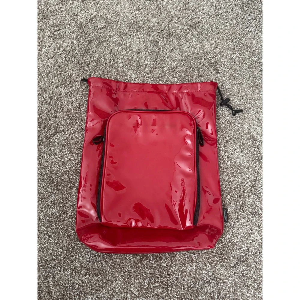 Sun Mountain‎ Red Patent Vinyl Drawstring Pouch Bag Organizer Pouch